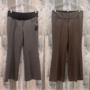 🆕 Express Women's Editor Gray and Brown Dress Pants Sz. 4 Short
